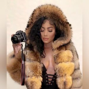Waist length, fox fur coat